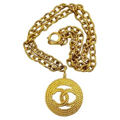 Vintage CHANEL Logo Medallion Necklace