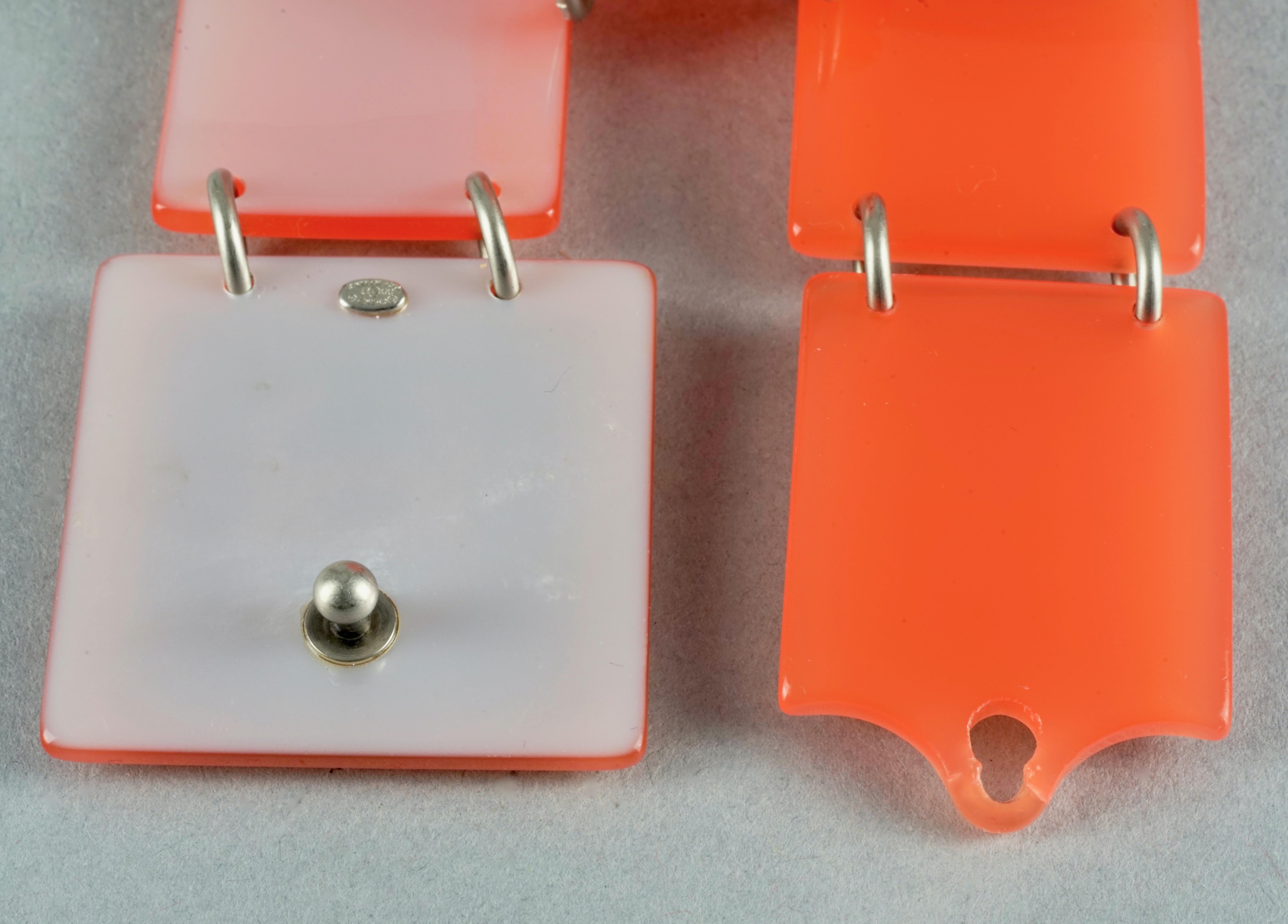 Vintage CHANEL Logo Neon Orange Modular Block Link Belt For Sale 1