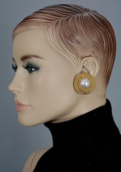 Vintage CHANEL Logo Pearl Braided Earrings