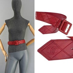 Vintage CHANEL Logo Quilted Red Belt