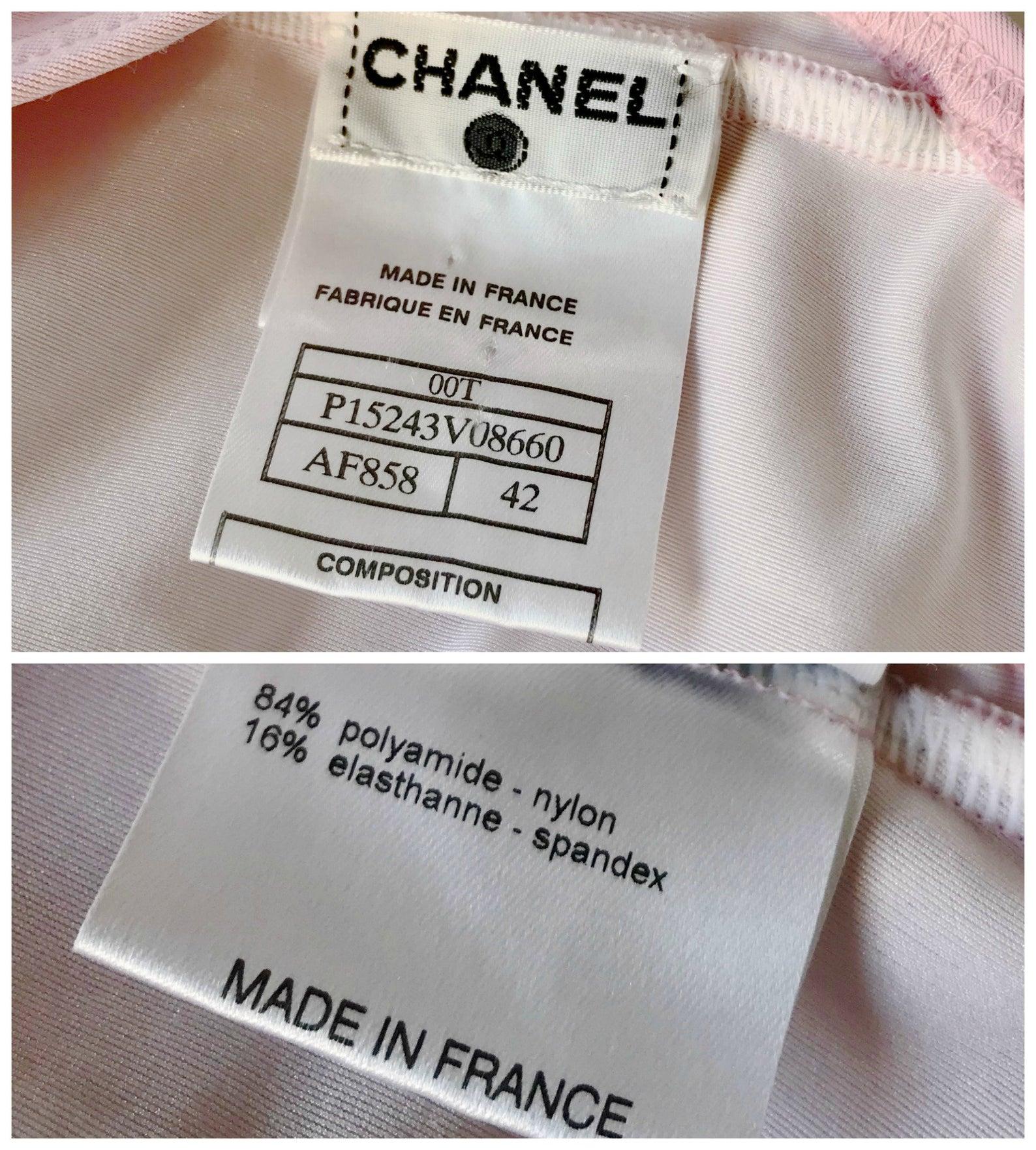 Vintage CHANEL Logo Transparent Pouch Candy Pink Bathing Suit Swimsuit Bodysuit For Sale 2
