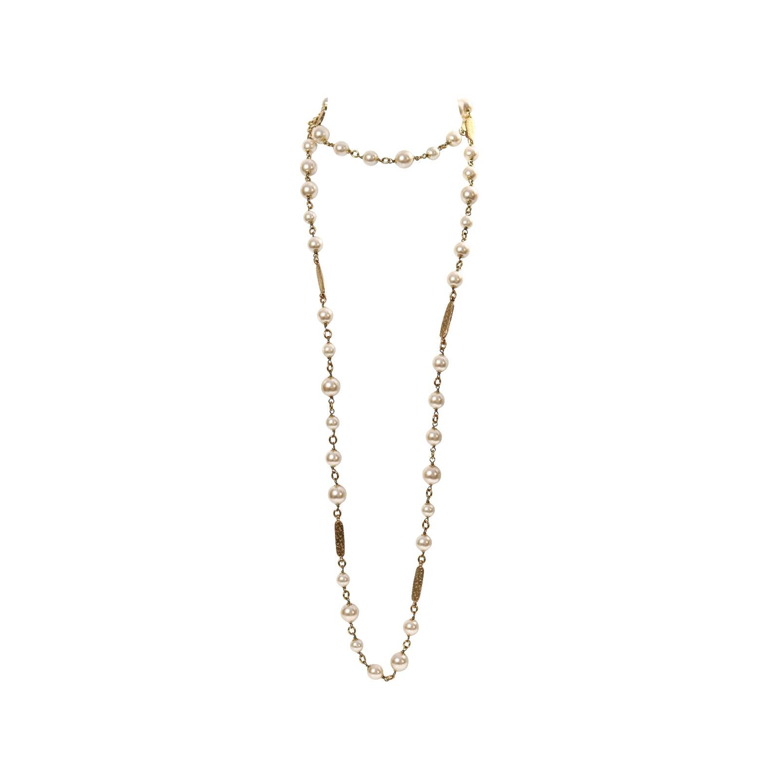Vintage Chanel Long Pearl Necklace Circa 1980s 12