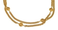 Vintage Chanel Long Sautoir Necklace With Lion Motifs