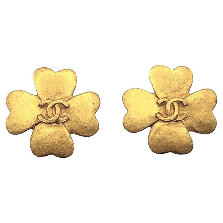 Vintage Chanel Lucky Clover Earrings 1995 Spring Collection