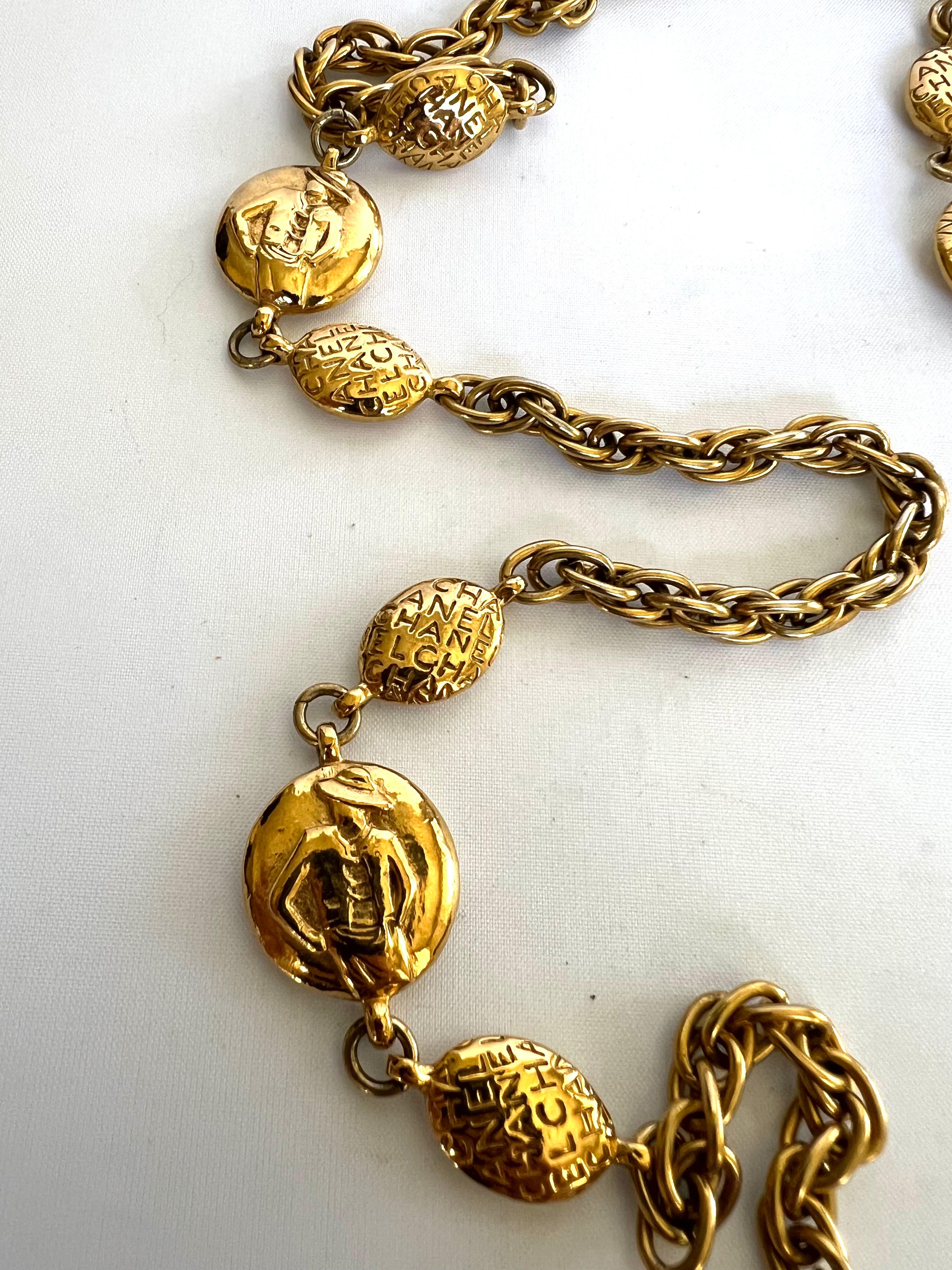 Scarce vintage Chanel mademoiselle station necklace - signed, made in France circa 1970/80. 