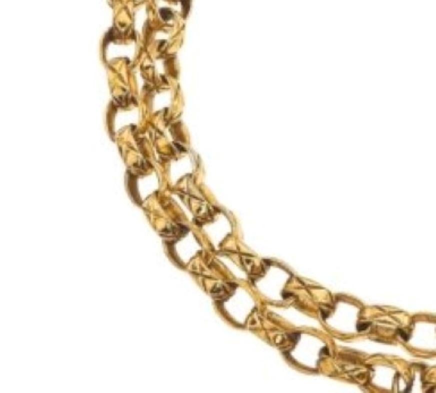 Vintage Chanel Massive Double Chain Halskette mit Strasssteinen im Angebot 1