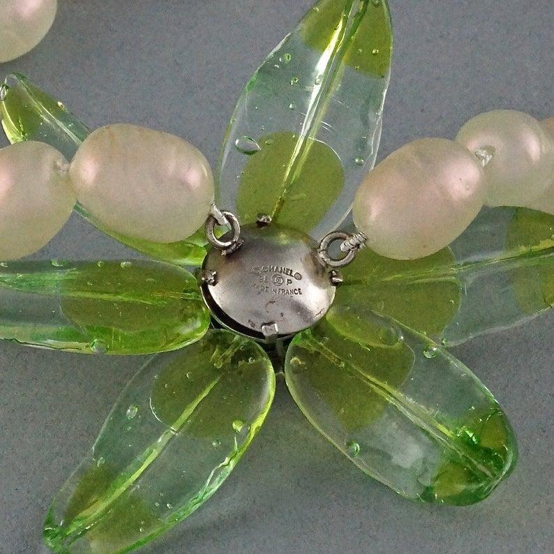 Vintage CHANEL Massive Flower Gripoix Murano Rhinestone Pearl Choker Necklace 2