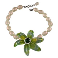 Vintage CHANEL Massive Flower Gripoix Murano Rhinestone Pearl Choker Necklace