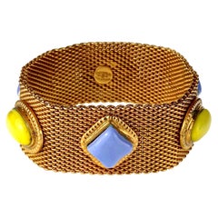 Vintage CHANEL Mesh Pop Colour Glass Paste Cuff Bracelet