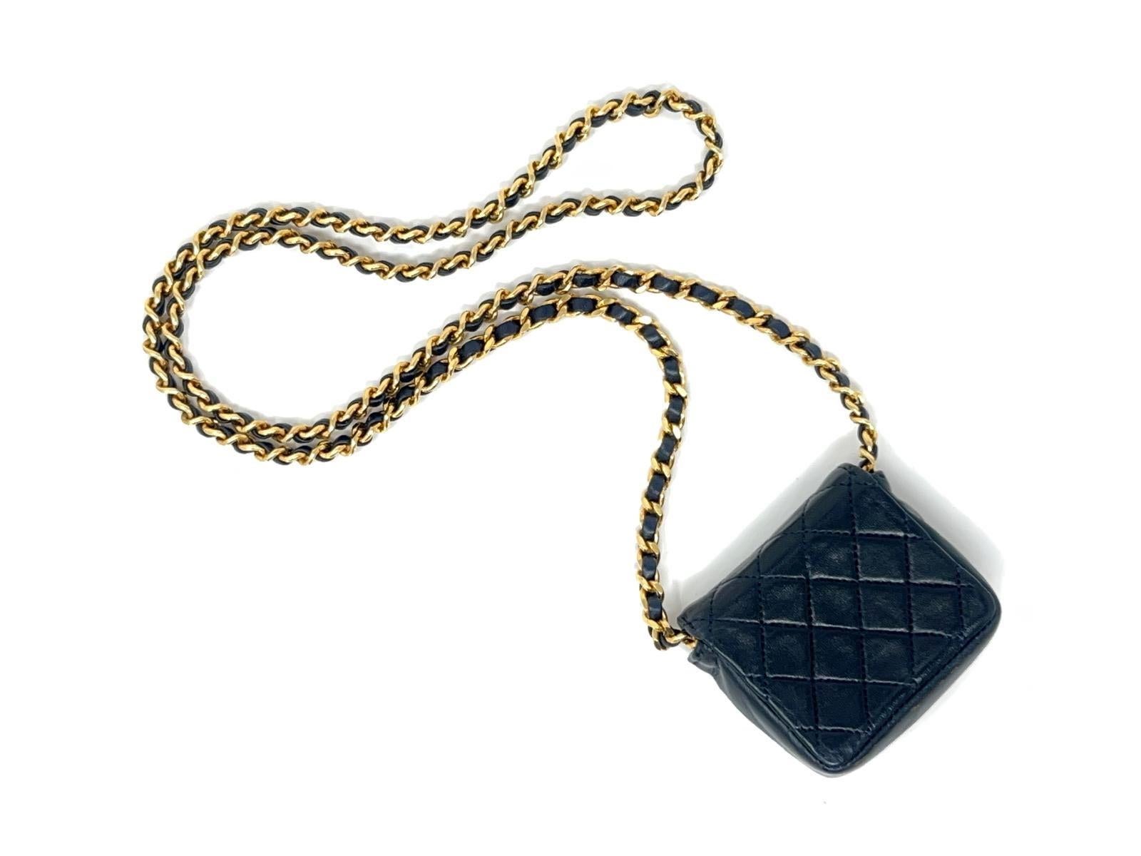 Vintage Chanel Micro Mini Lambskin Leather GHW 1990 Collection 8