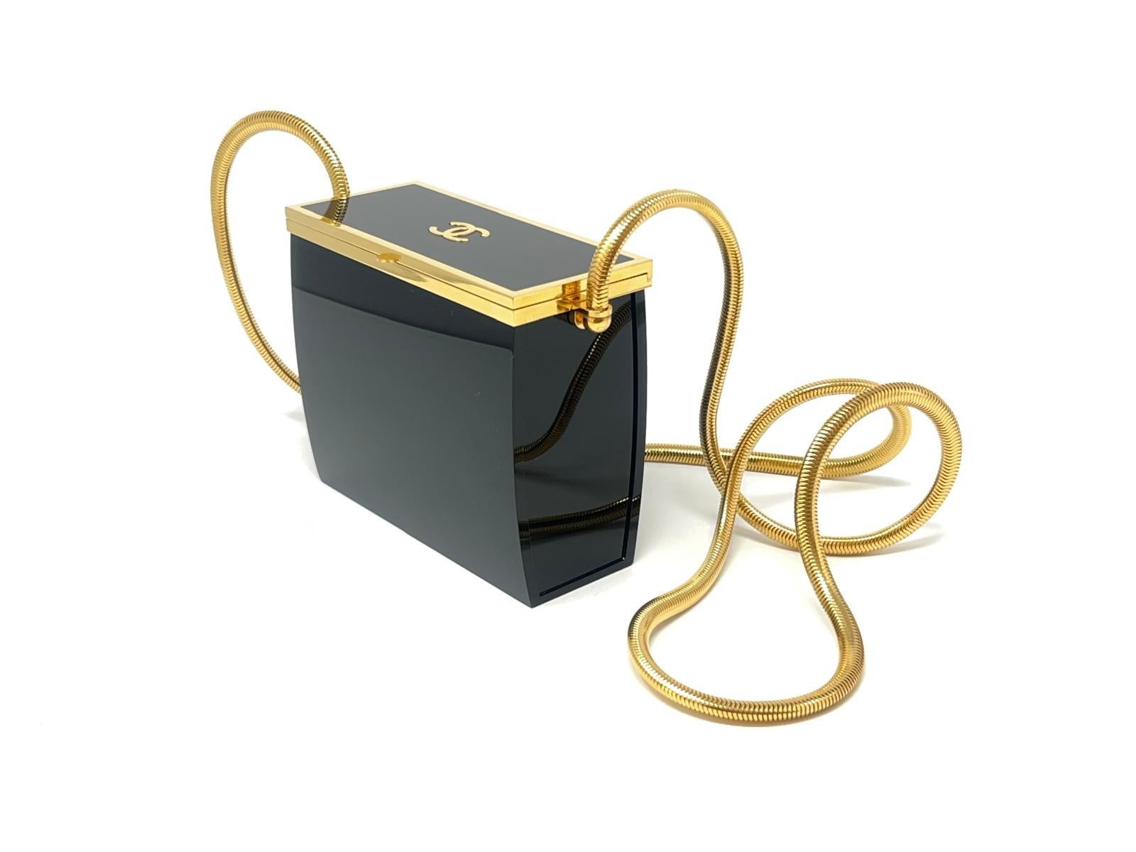 Vintage Chanel Minaudière Lucite & Gold Hardware Spring / Summer 1997 For Sale 3