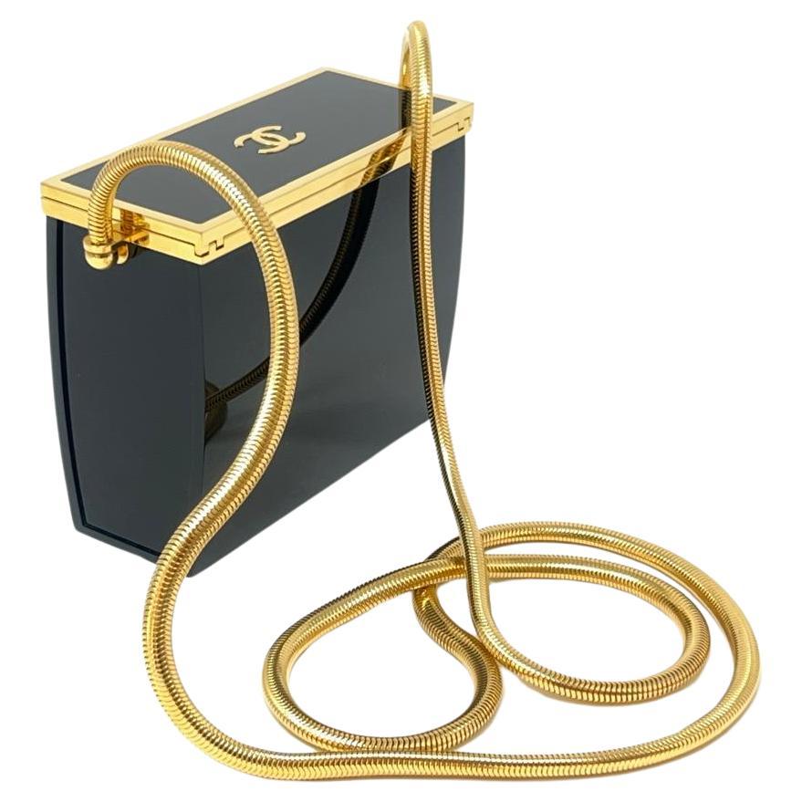 Vintage Chanel Minaudière Lucite & Gold Hardware Spring / Summer 1997 For Sale
