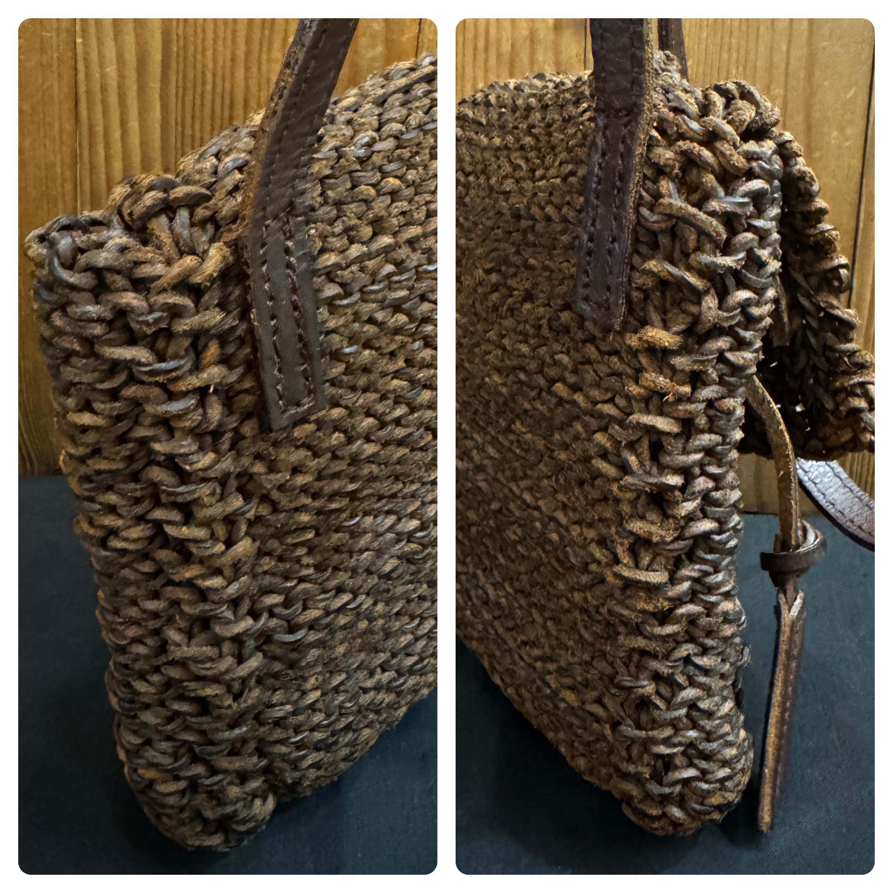 Vintage CHANEL Mini Braided Crossbody Bag Chocolate 1