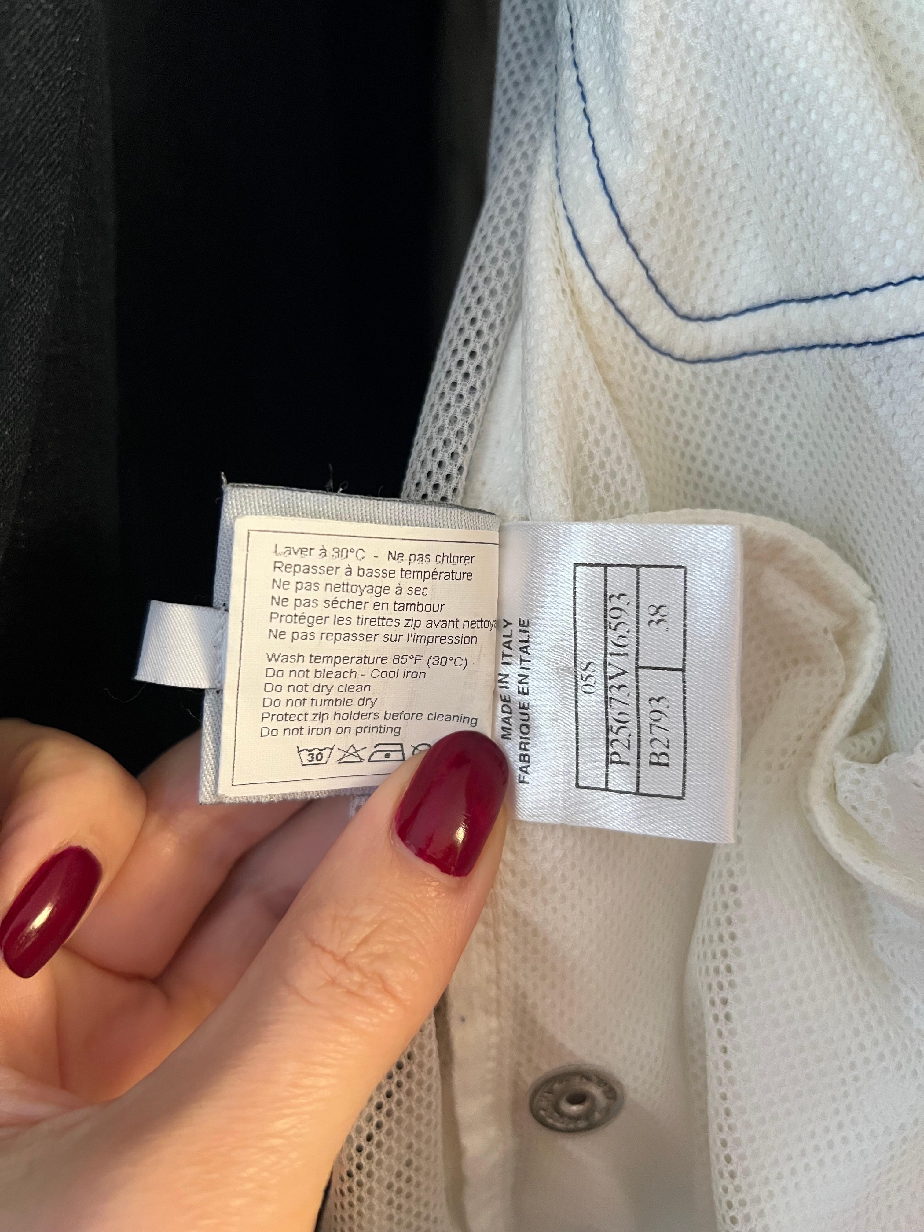 Women's or Men's Vintage CHANEL Monogram Logo CC FLORAL White Blue Jacket Sport Coat Bomber For Sale