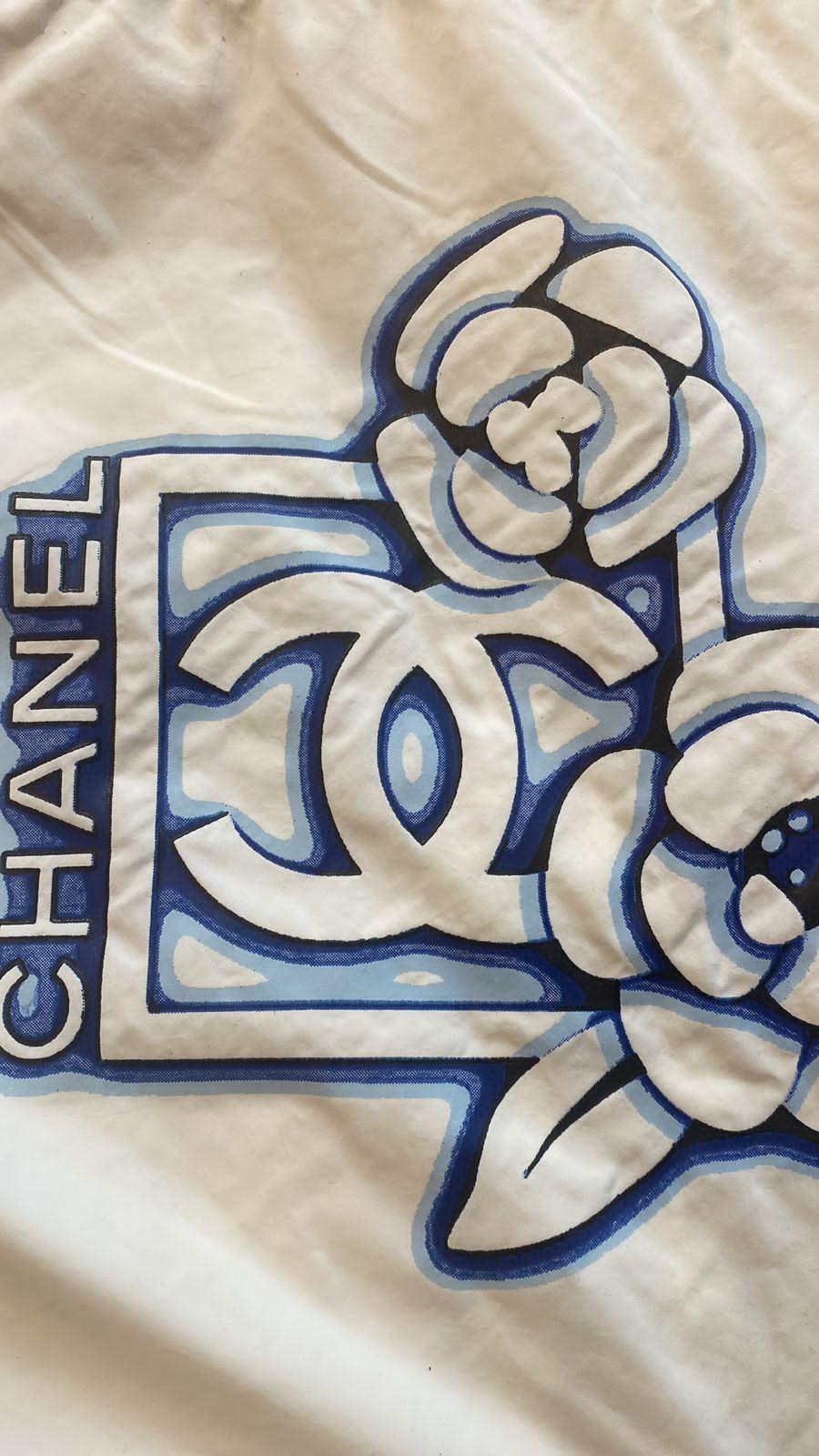 Vintage CHANEL Monogram Logo CC FLORAL White Blue Jacket Sport Coat Bomber For Sale 4