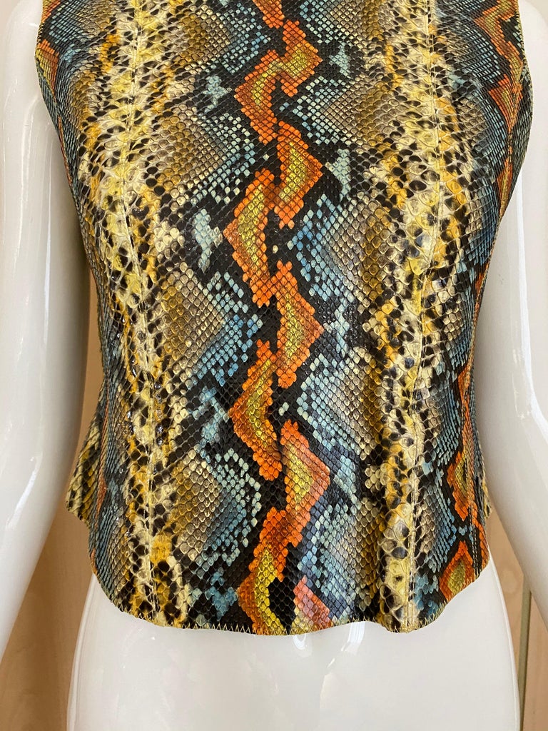 Black Vintage CHANEL Multi Color Snake Skin Sleeveless Top For Sale