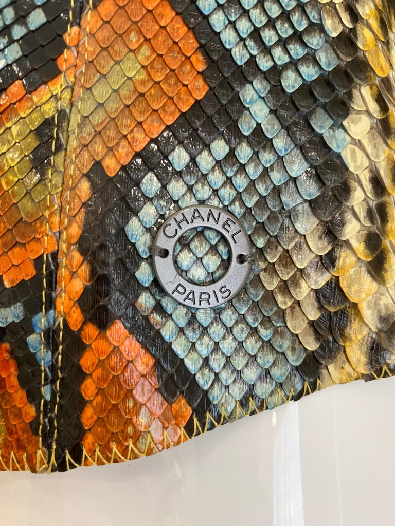 Vintage CHANEL Multi Color Snake Skin Sleeveless Top In Good Condition For Sale In Beverly Hills, CA