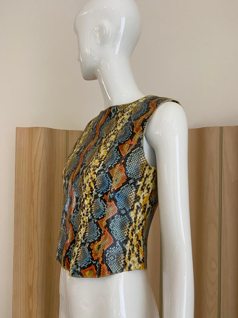Women's Vintage CHANEL Multi Color Snake Skin Sleeveless Top For Sale
