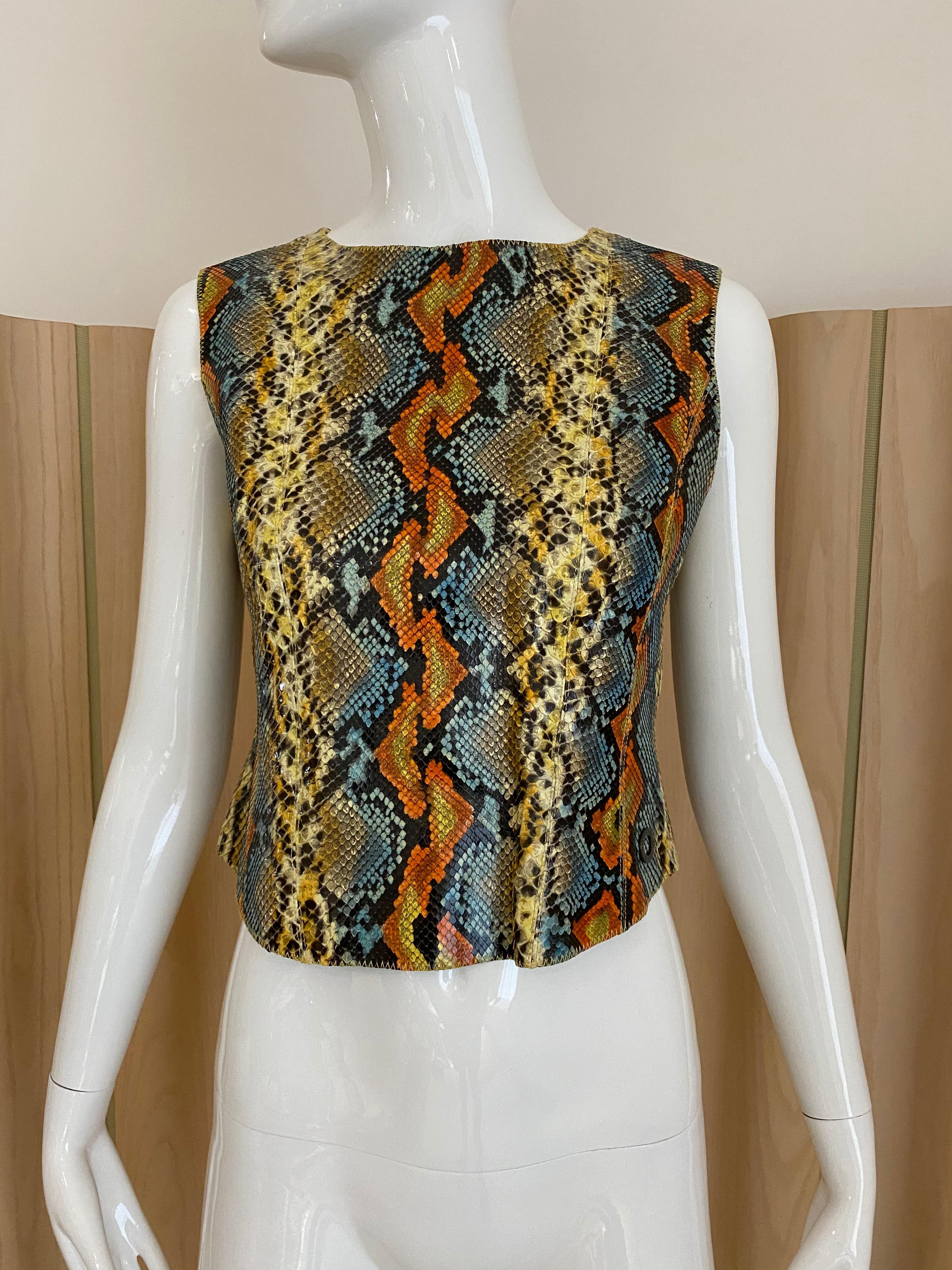 Vintage CHANEL Multi Color Snake Skin Sleeveless Top In Good Condition In Beverly Hills, CA