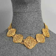 Vintage CHANEL Multi Logo Charm Double Chain Necklace