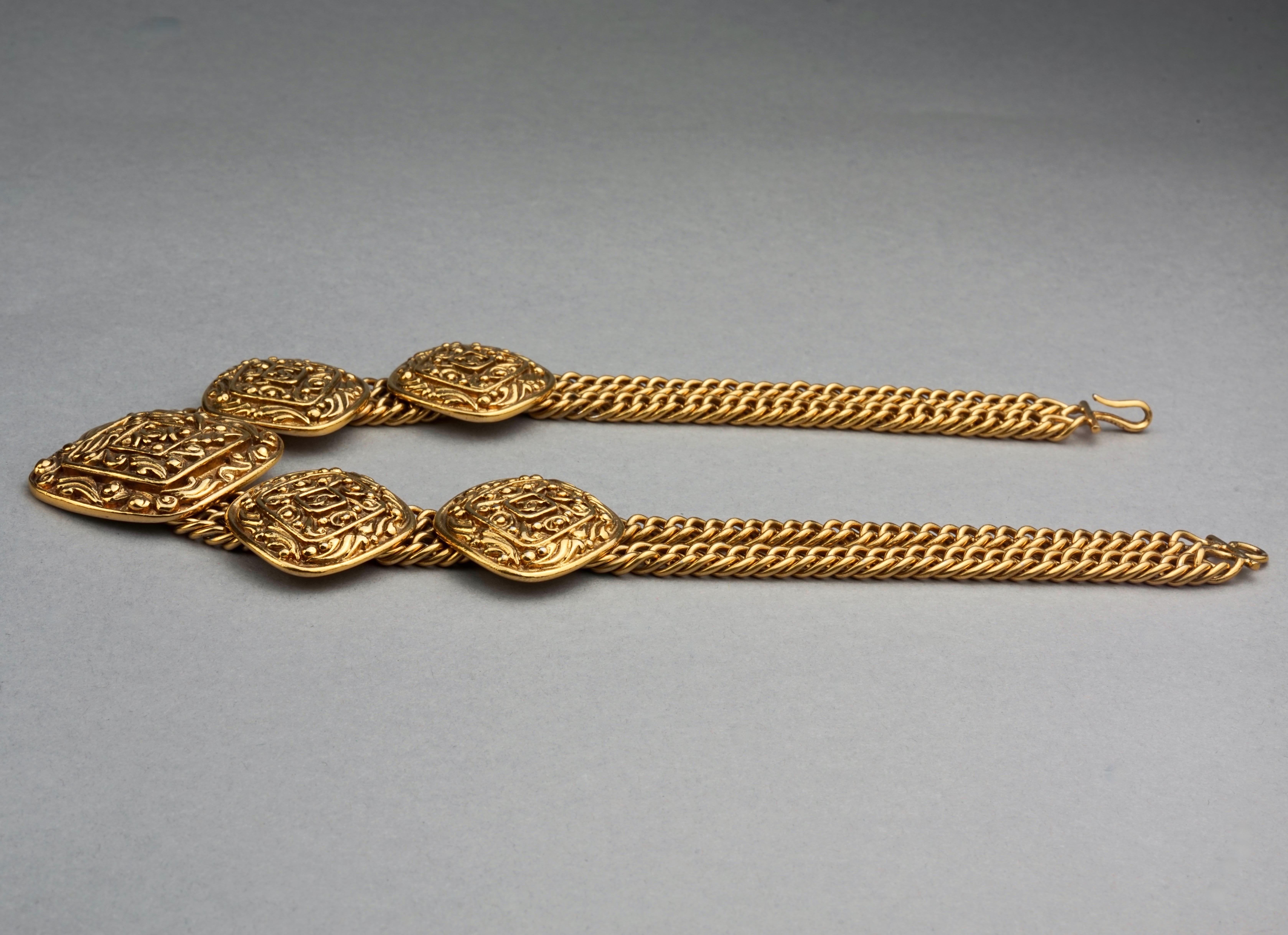 Women's Vintage CHANEL Multi Logo Charm Double Chain Necklace For Sale