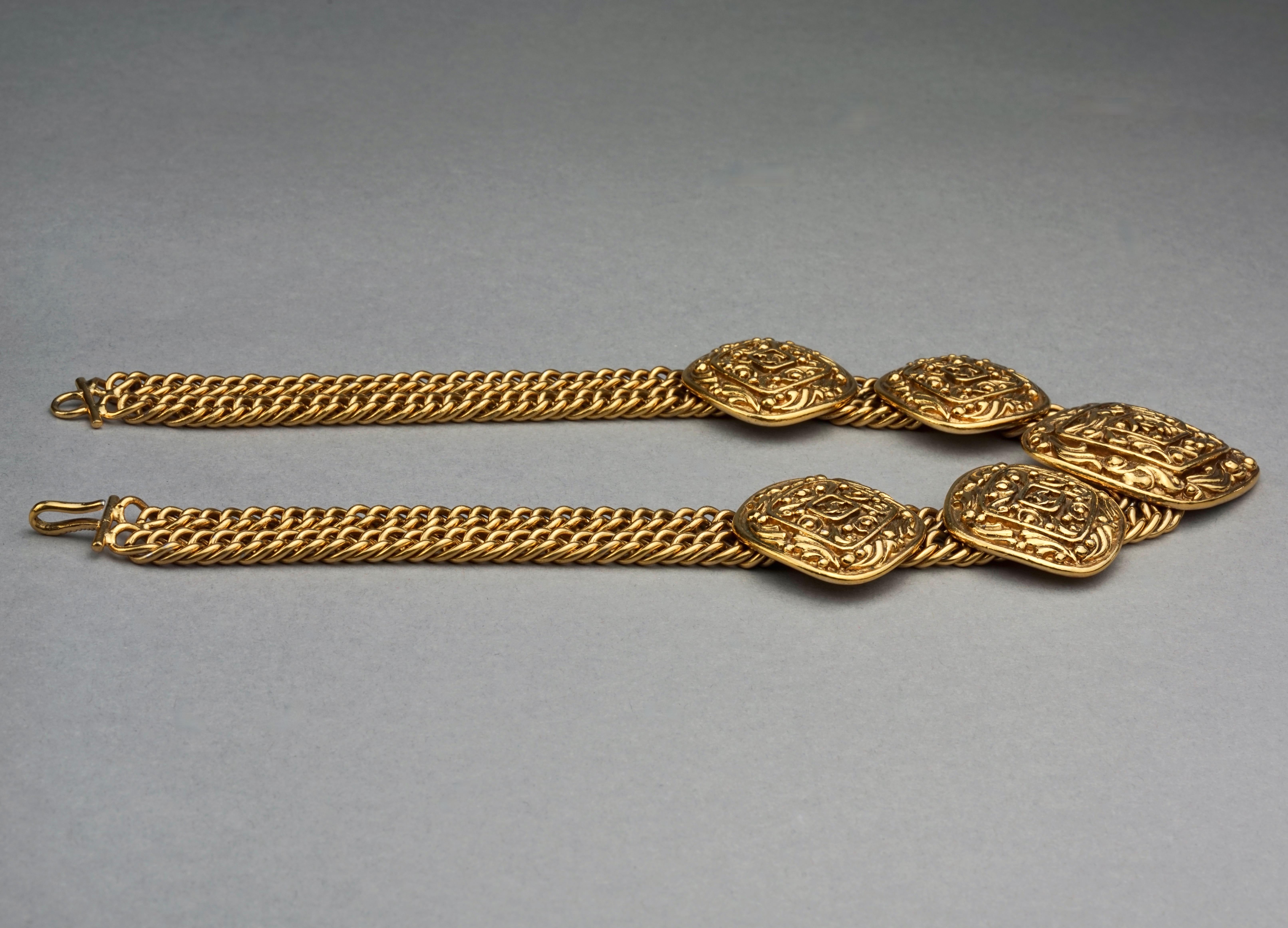 Vintage CHANEL Multi Logo Charm Double Chain Necklace For Sale 1
