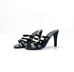 Vintage Chanel Multi Strap CC Rhinestone Slip On Slides Mules Sandals 37.5