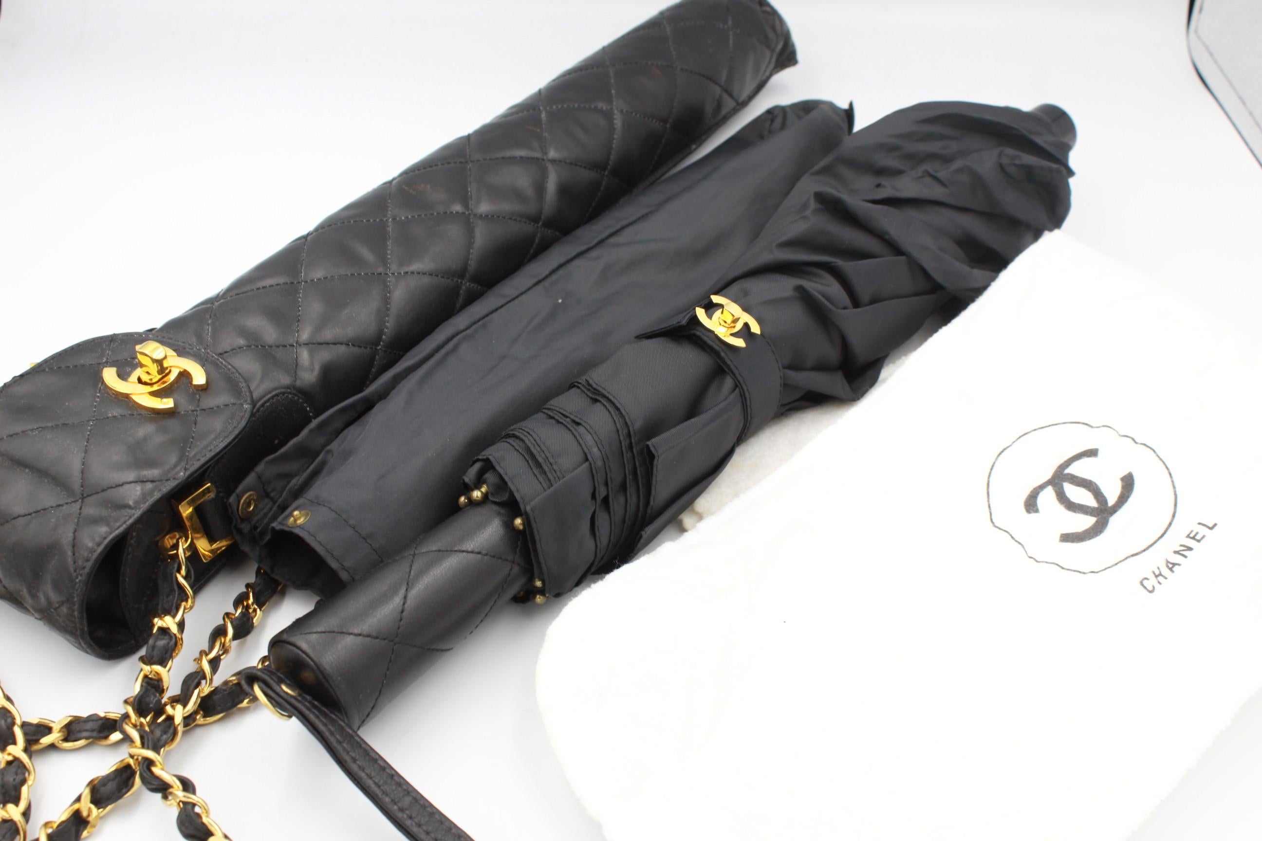 Black Vintage Chanel Nearly 1994 Umbrella Bag with Double C clasp