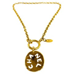 Vintage Chanel Necklace 1980s Gold Plated Pendant