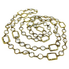 Vintage CHANEL Necklace/Sautoir with 12 clear Chicklets, signed 1981, gold plate