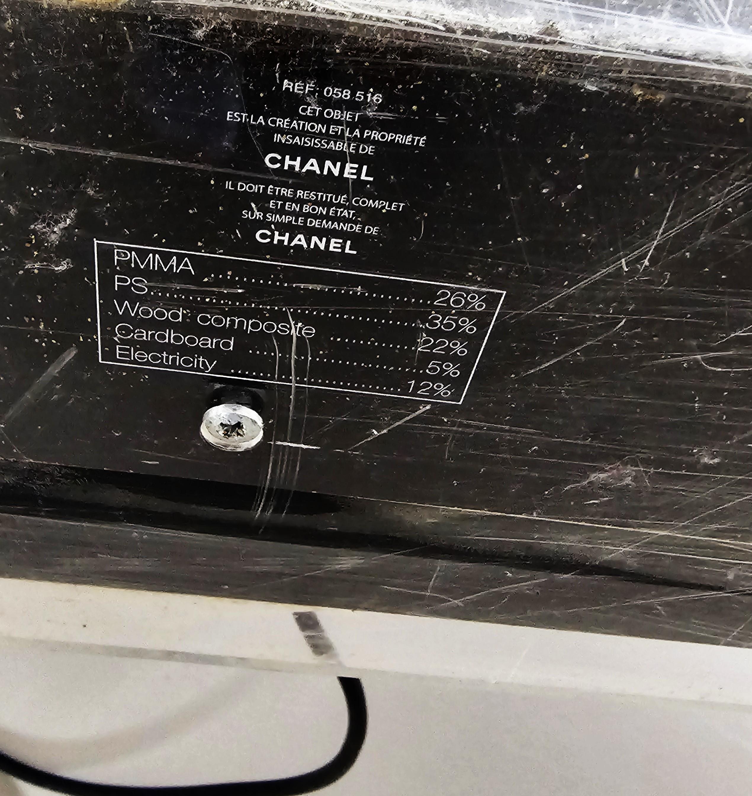 Vintage Chanel Nr. 5 Beleuchtete Anzeige Display - Gisele Bündchen 2014 Schwarz Gold - Lampe im Angebot 1