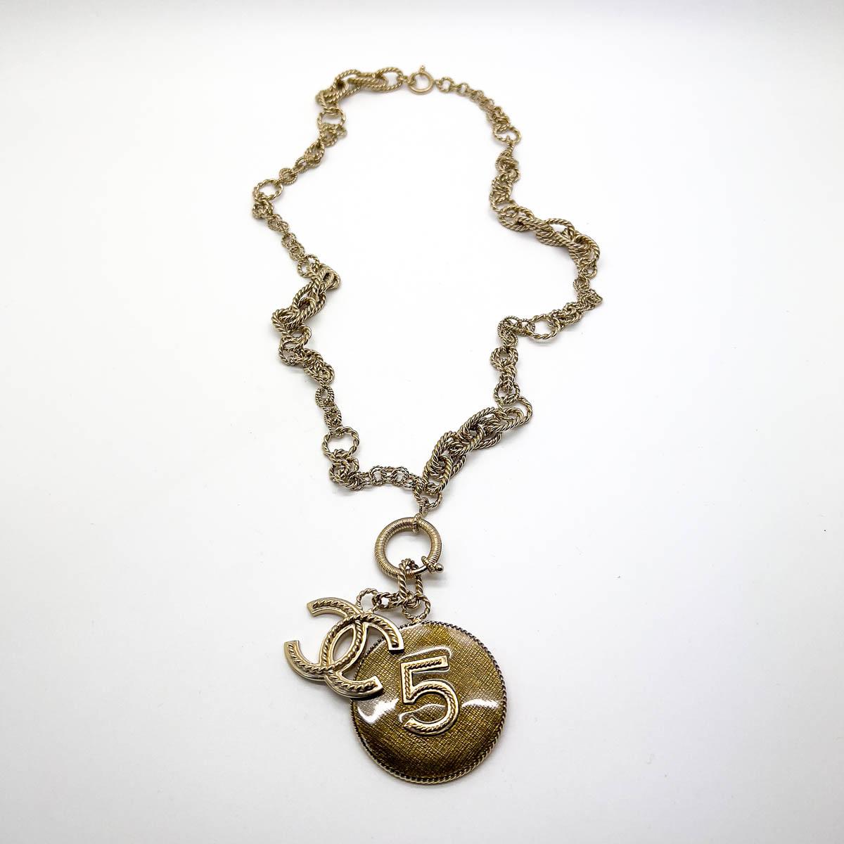 Vintage Chanel No. 5 Rope Chain Charm Necklace 2013 For Sale 3