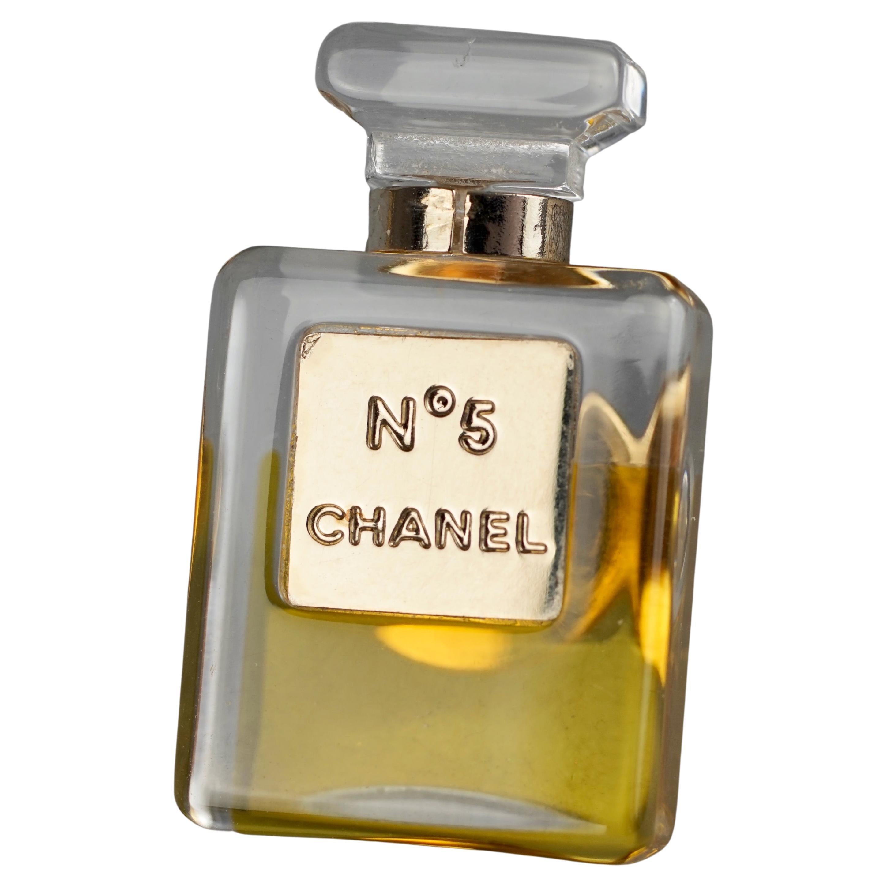 Vintage CHANEL No.5 Miniature Perfume Bottle Pin Brooch For Sale at 1stDibs