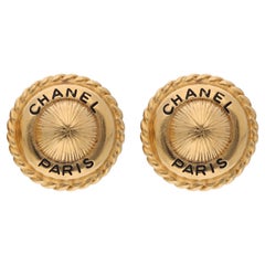 Retro Chanel Paris Button Ear Clips