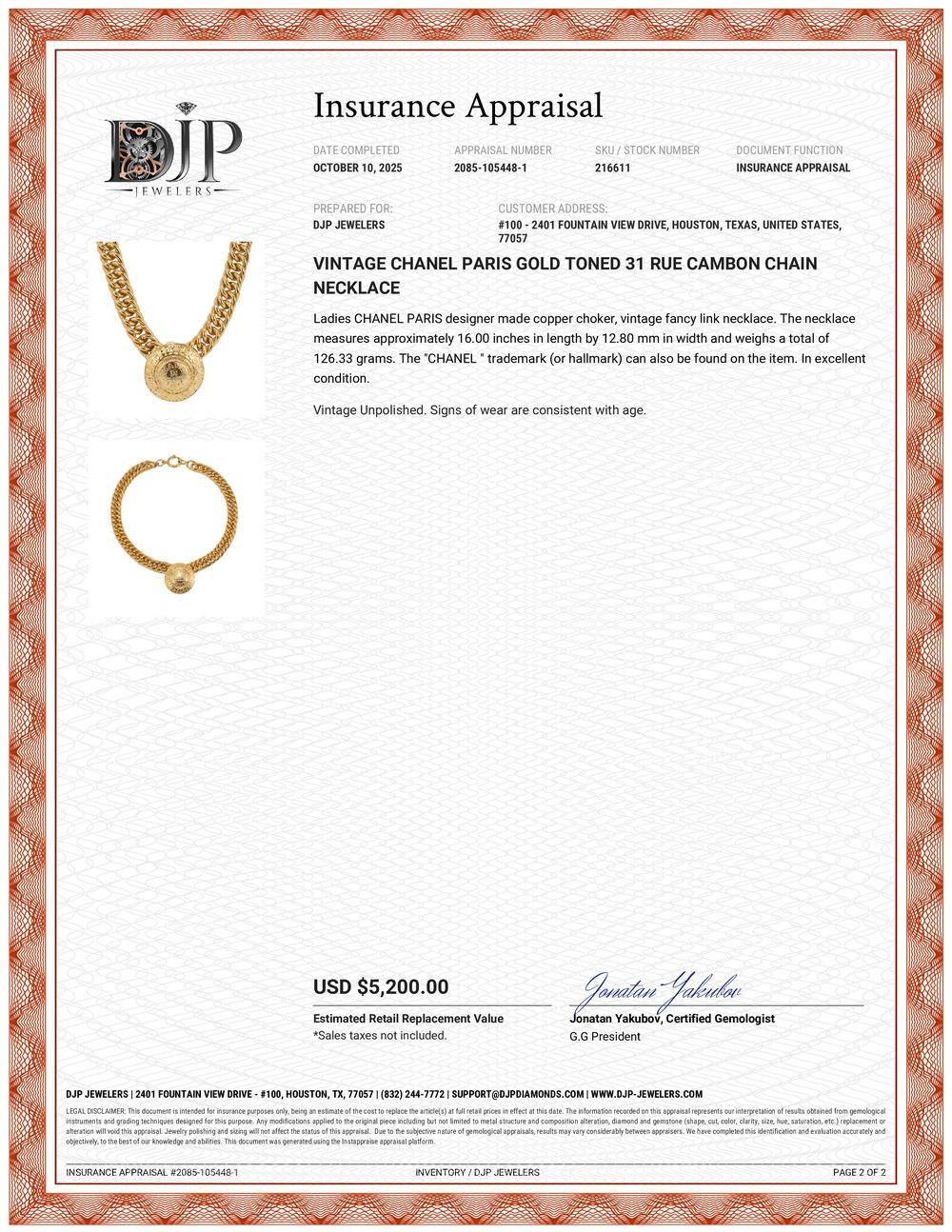 Vintage Chanel Paris Gold getönten 31 Rue Cambon Kette Halskette im Angebot 5