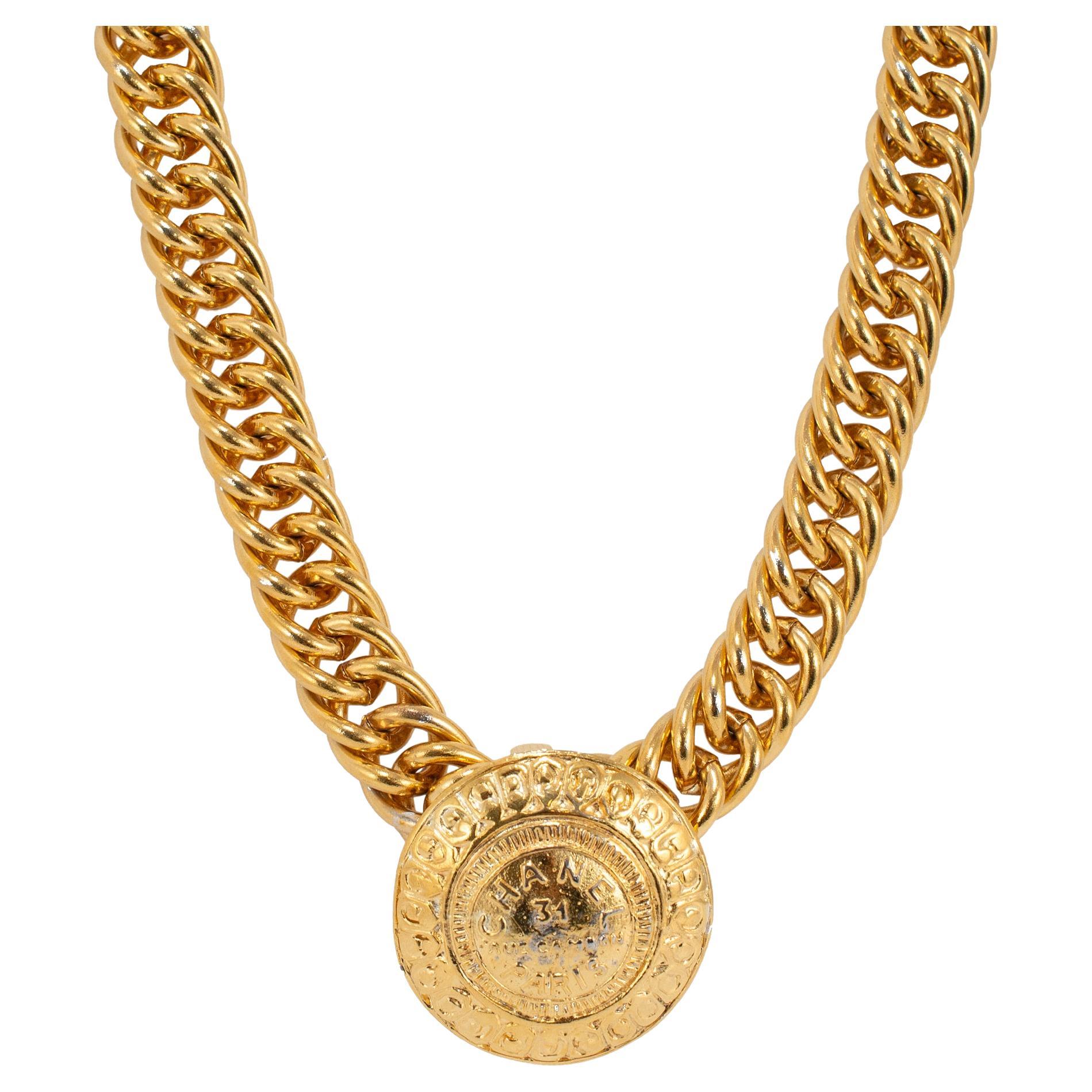 Vintage Chanel Paris Gold getönten 31 Rue Cambon Kette Halskette