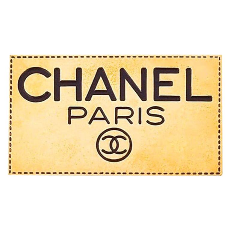 Vintage Chanel Paris Logo Brooch For Sale
