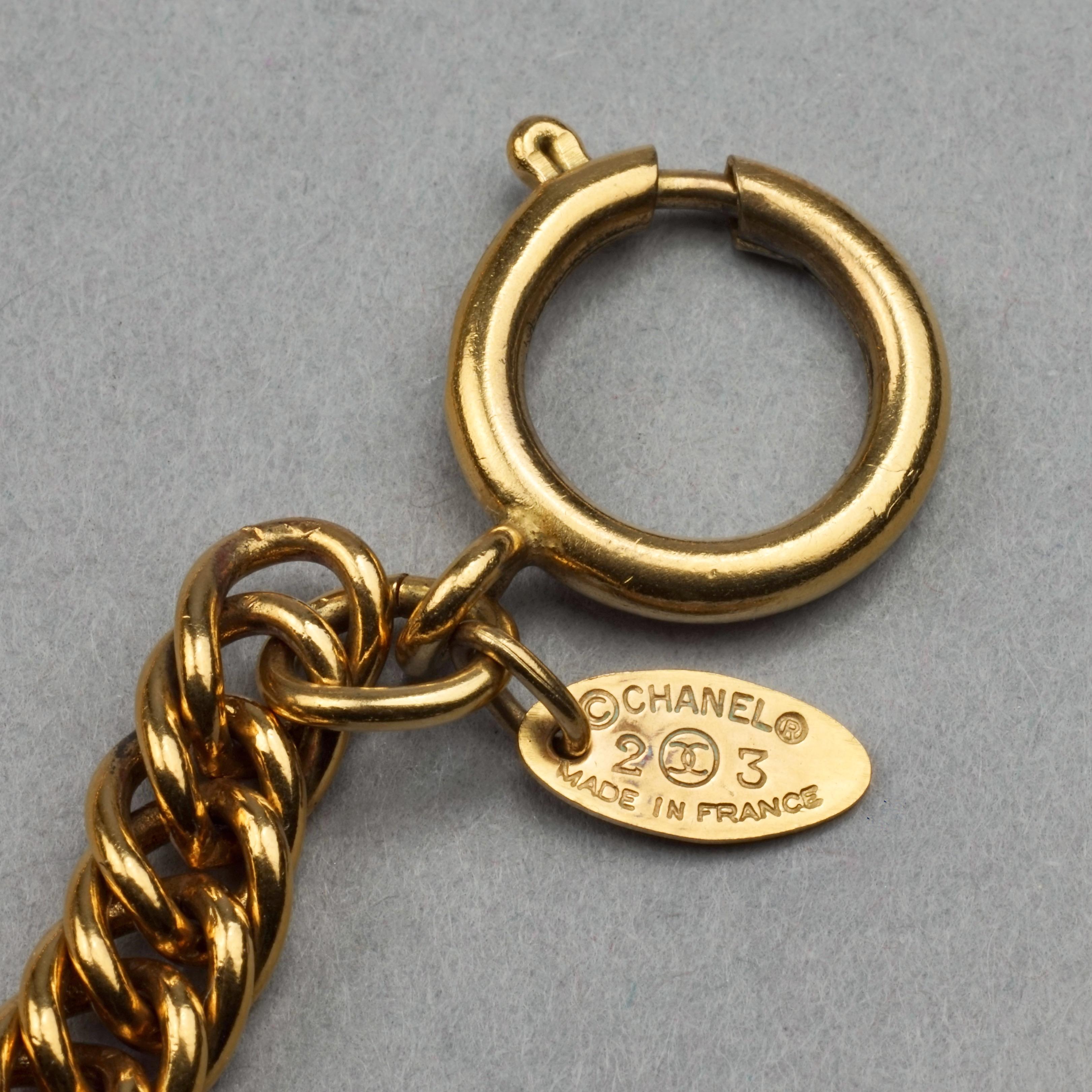 Vintage CHANEL PARIS Logo Cutout Square Pendant Necklace For Sale 3