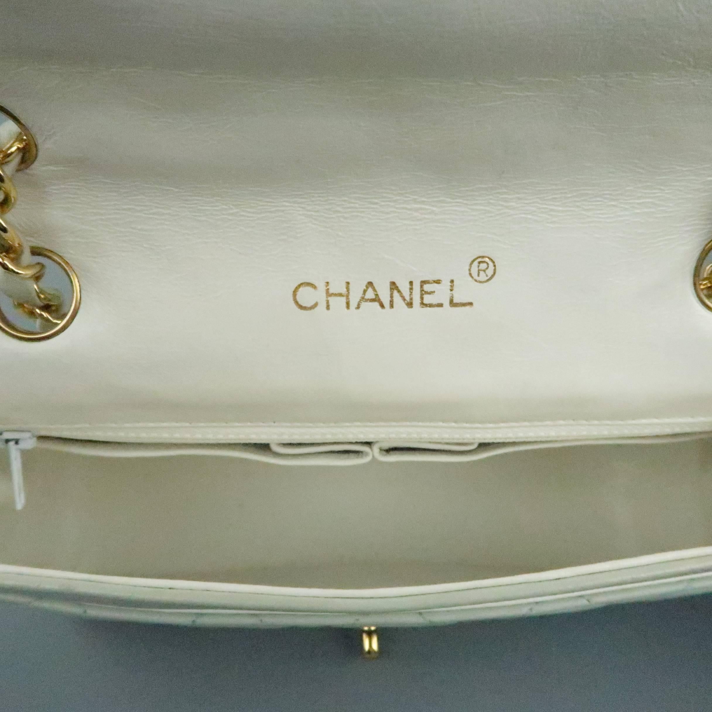 Chanel Pastel Blue Vintage Quilted Leather Gold Chain Handbag 8