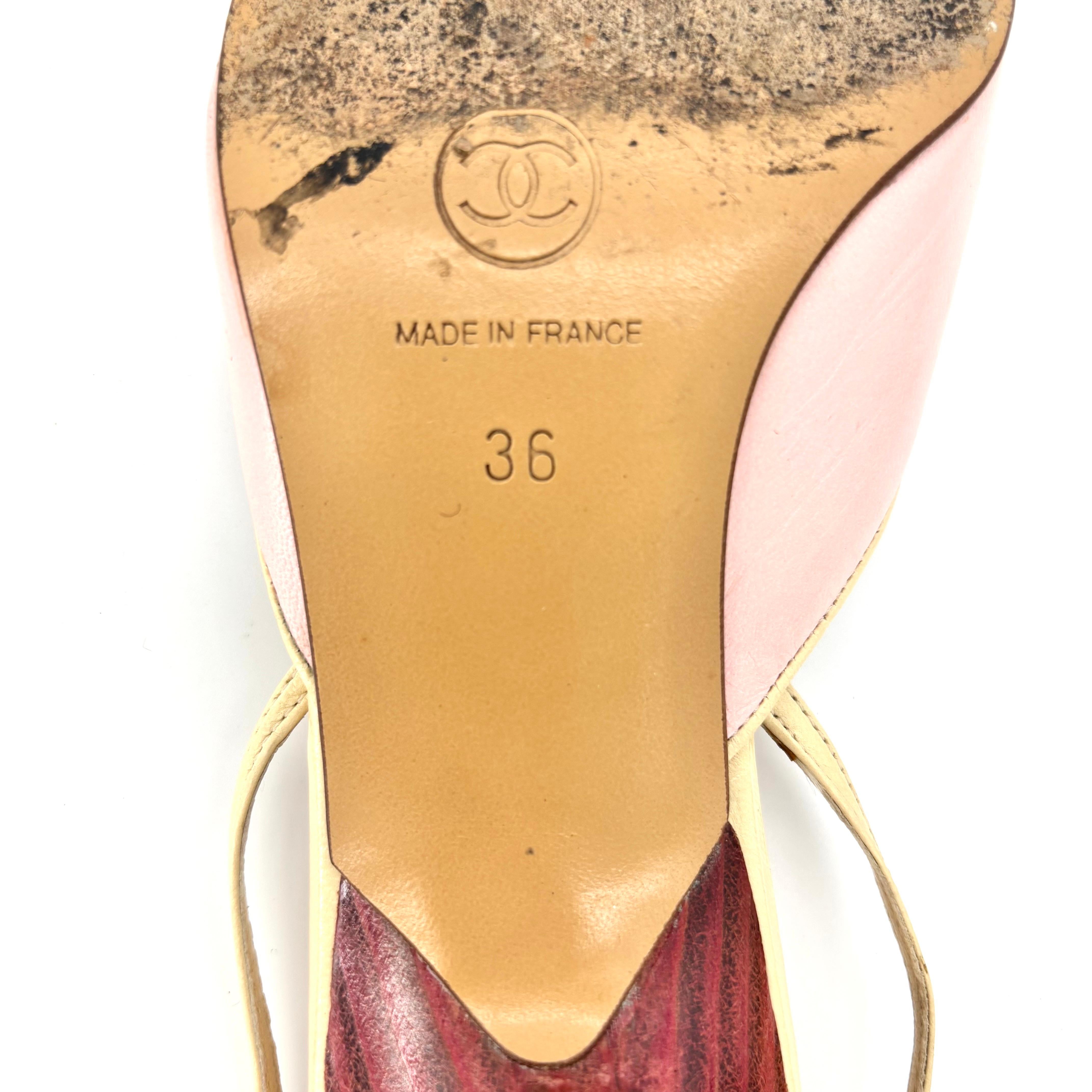 Vintage Chanel Pastell Rosa Cap Toe Slingback Kitten Heel Pointed Toe Pumps 36 im Angebot 1