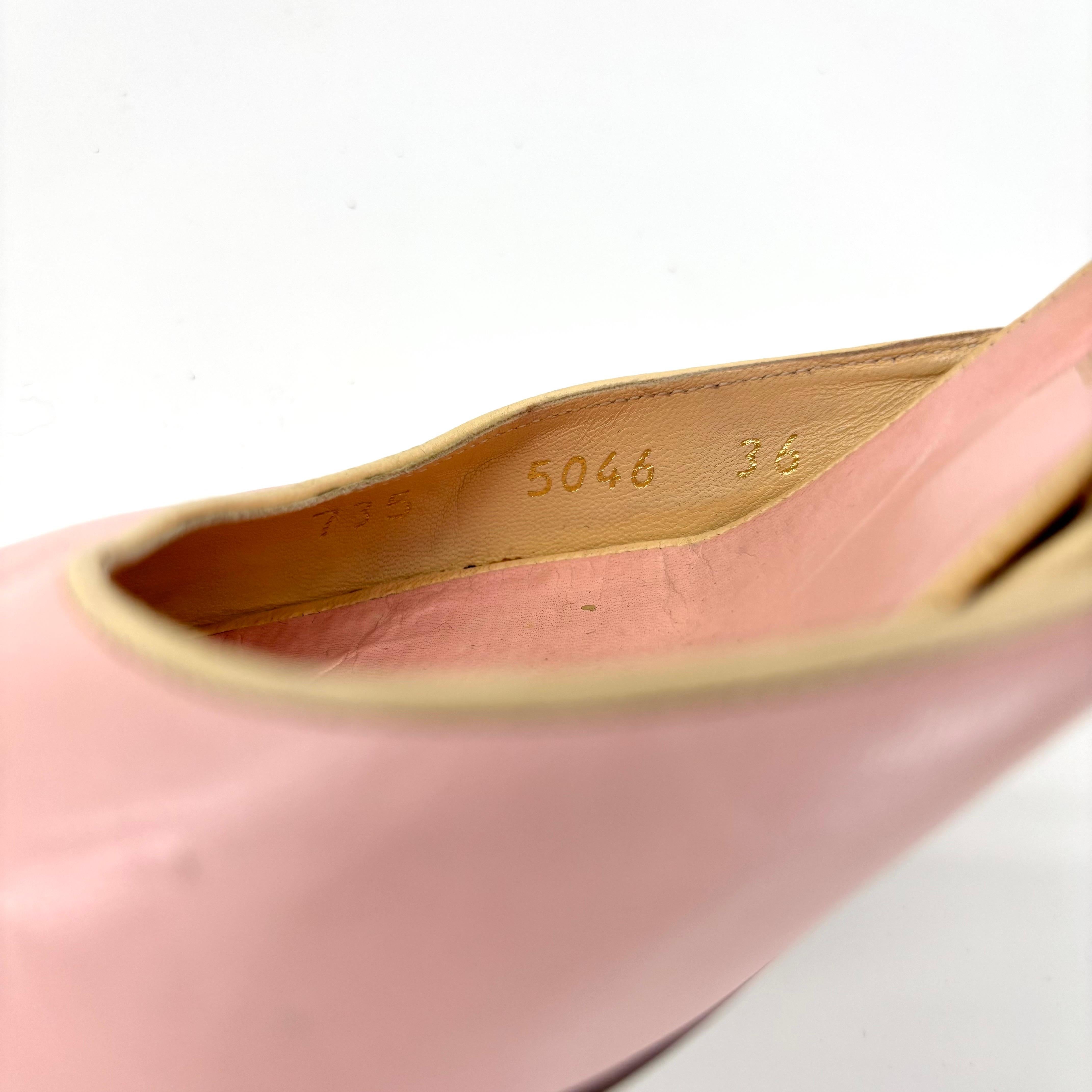 Vintage Chanel Pastell Rosa Cap Toe Slingback Kitten Heel Pointed Toe Pumps 36 im Angebot 2