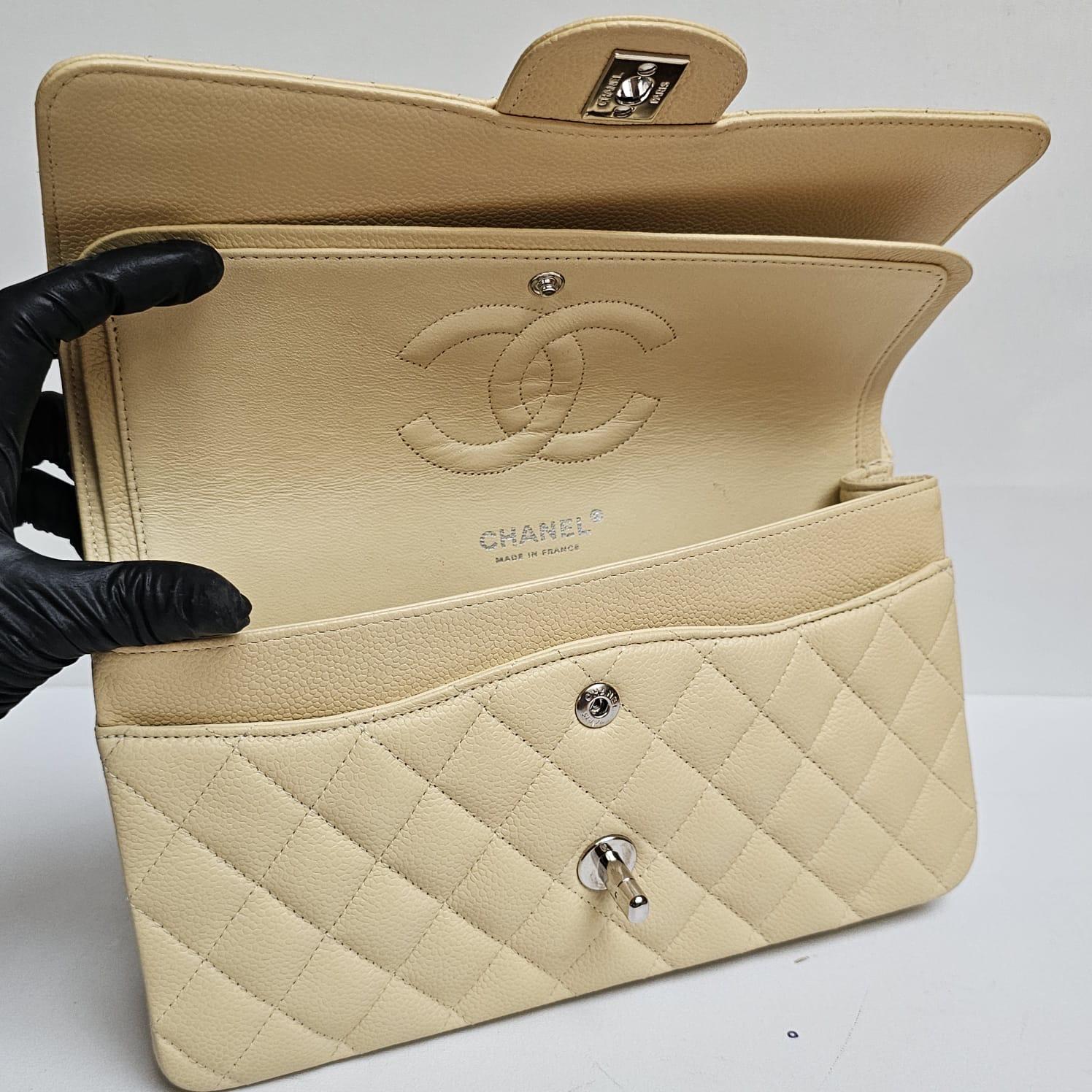 Vintage Chanel Pastel Yellow Caviar Medium Double Flap Bag For Sale 10
