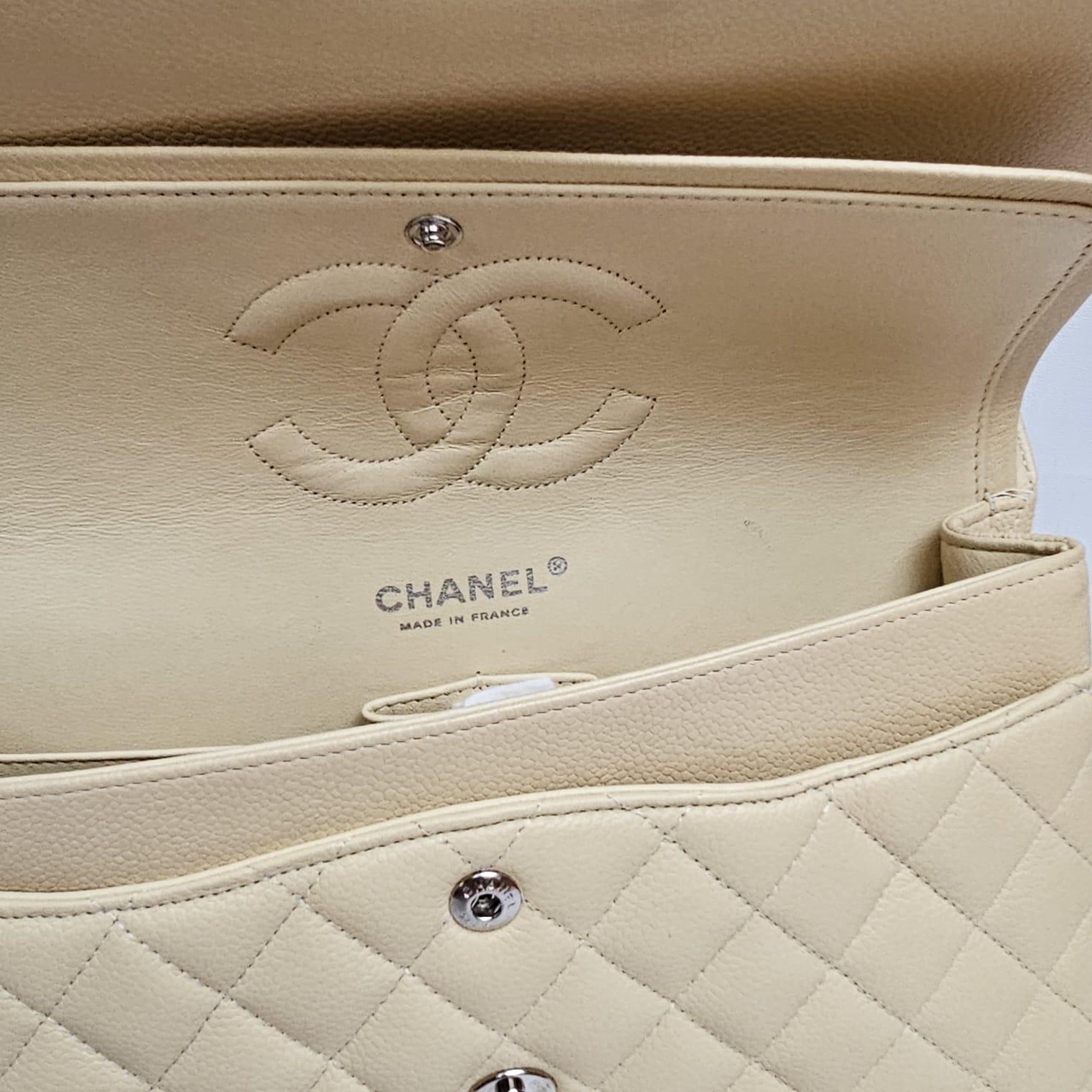 Vintage Chanel Pastel Yellow Caviar Medium Double Flap Bag For Sale 1