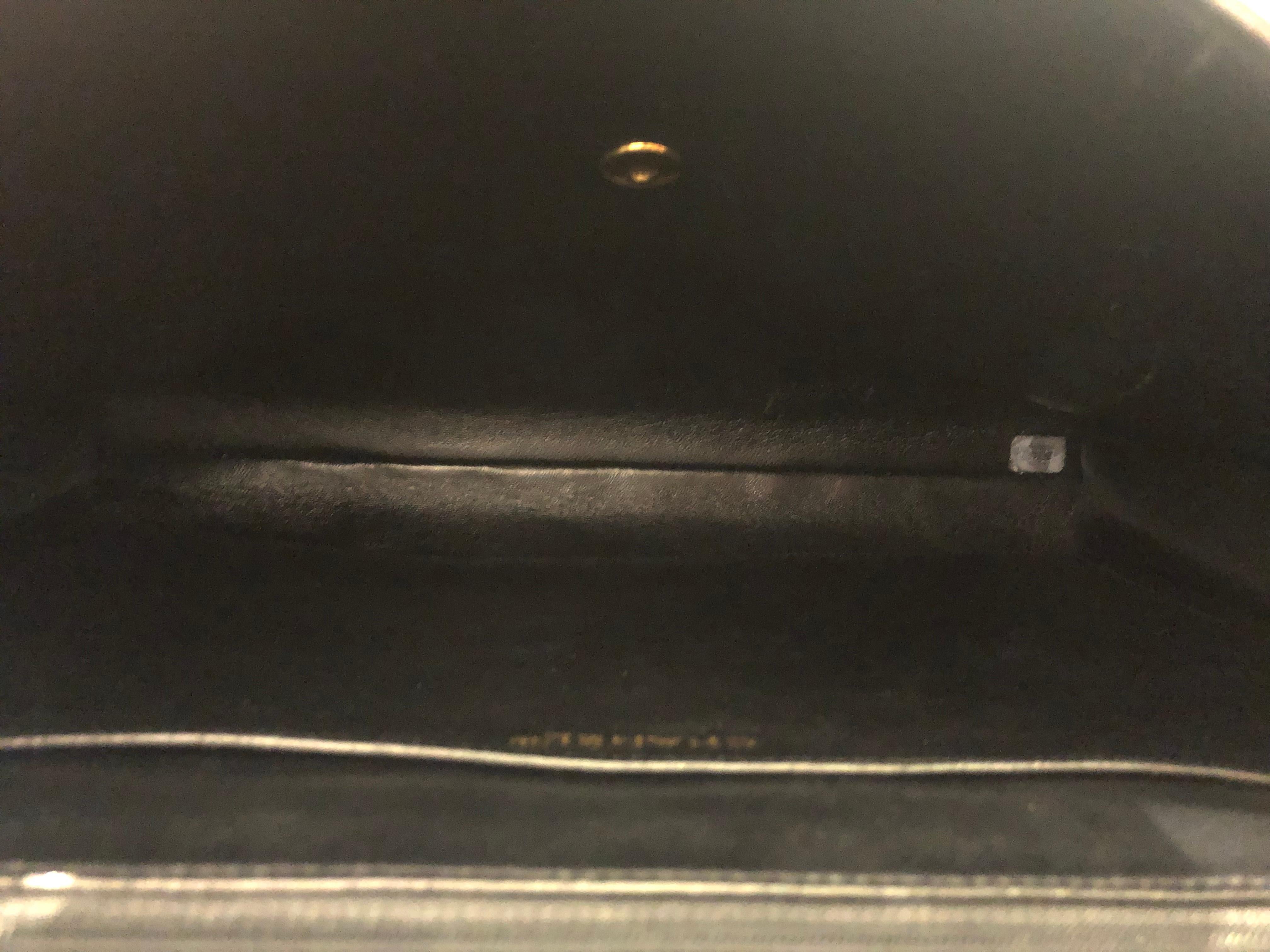 1990s Vintage CHANEL Patent Leather Jumbo Logo Briefcase Attaché Document Black 6