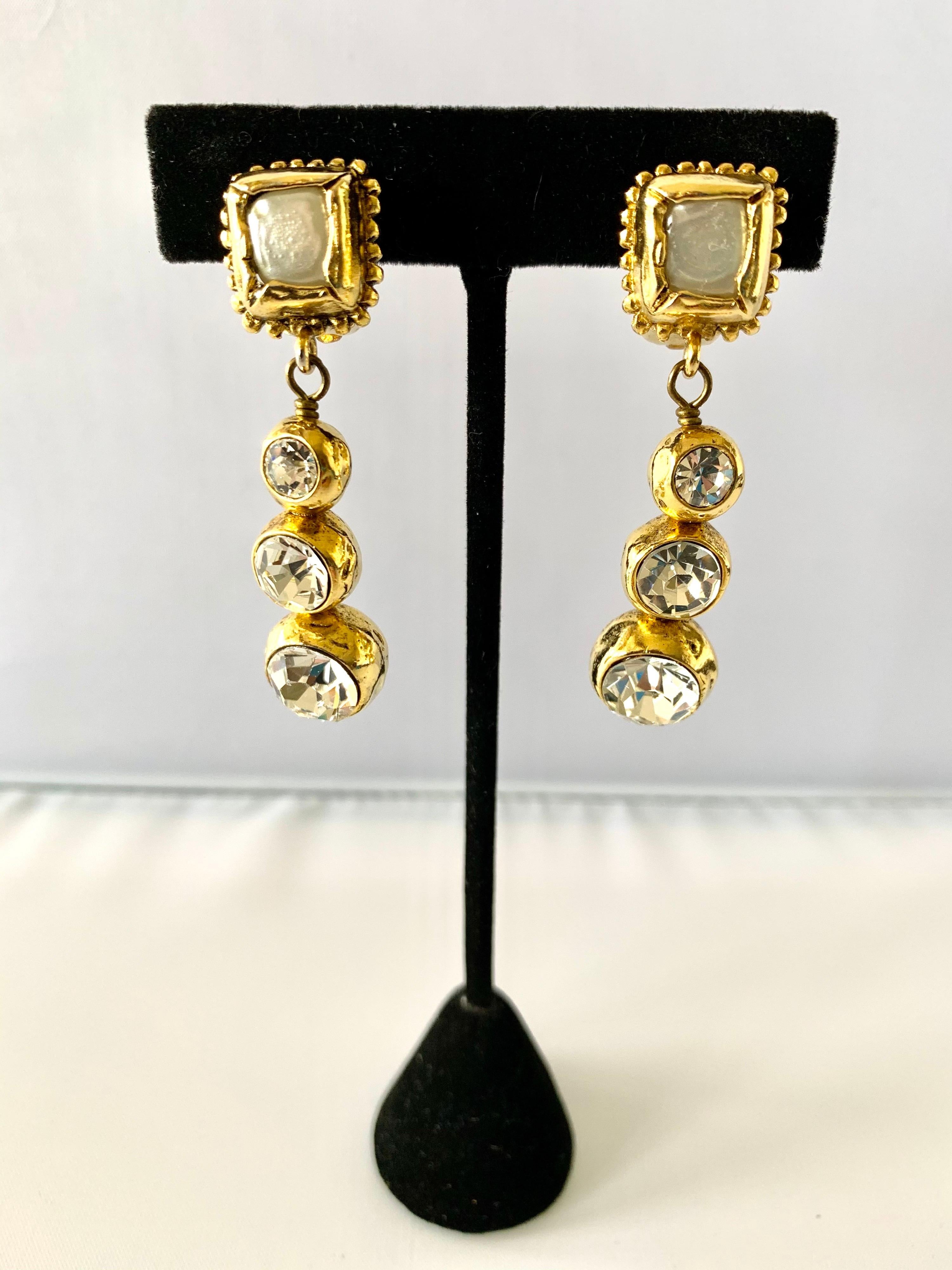 Exceptional vintage Chanel statement drop clip-on earrings, composed out of 