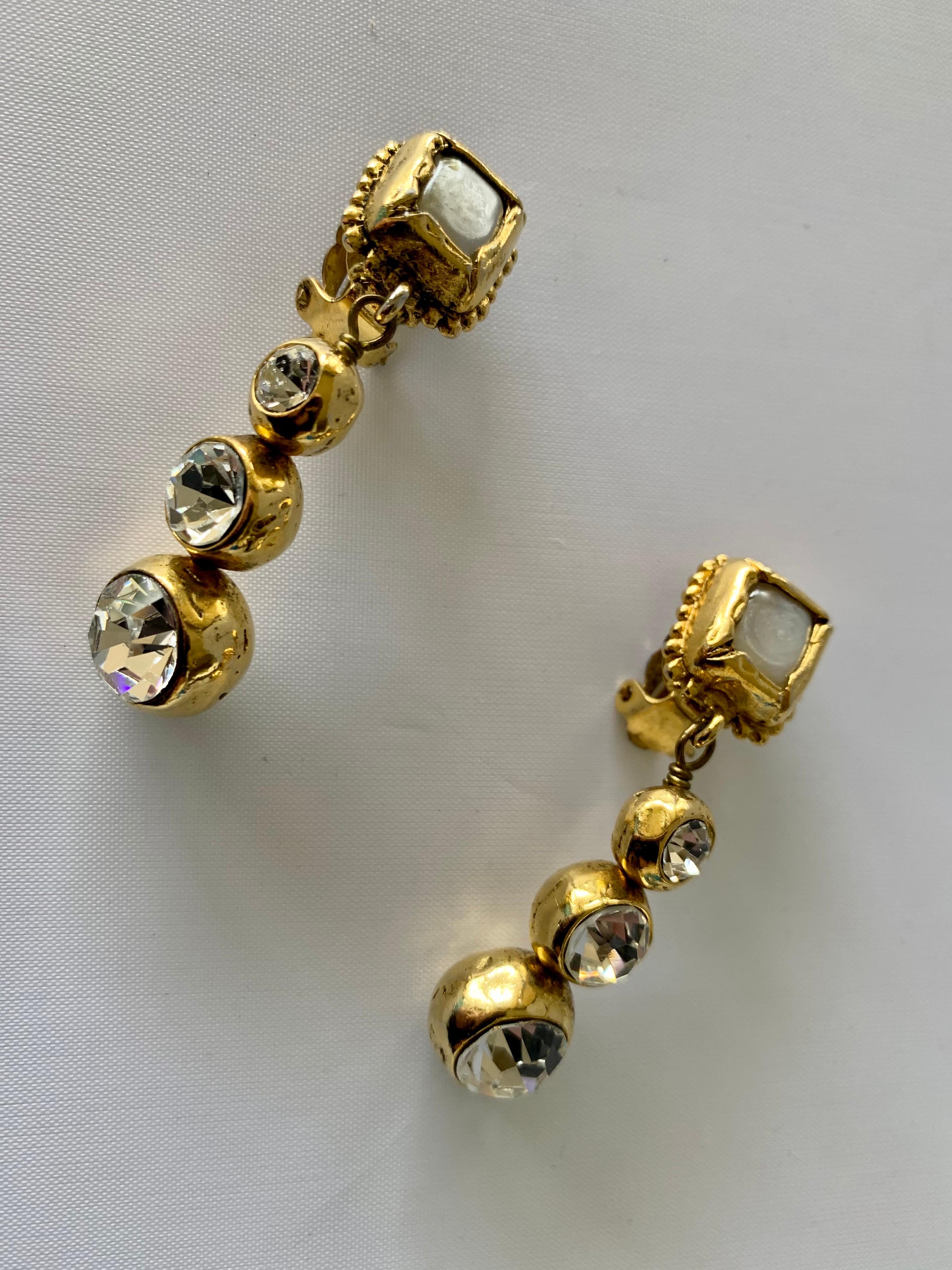 drop & linear chanel pearl earrings