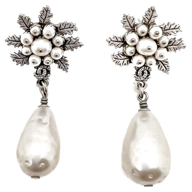 Vintage Chanel Pearl Bomb Drop Earrings 2015 For Sale