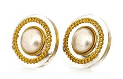 Vintage CHANEL Pearl Chain Plexiglas Earrings