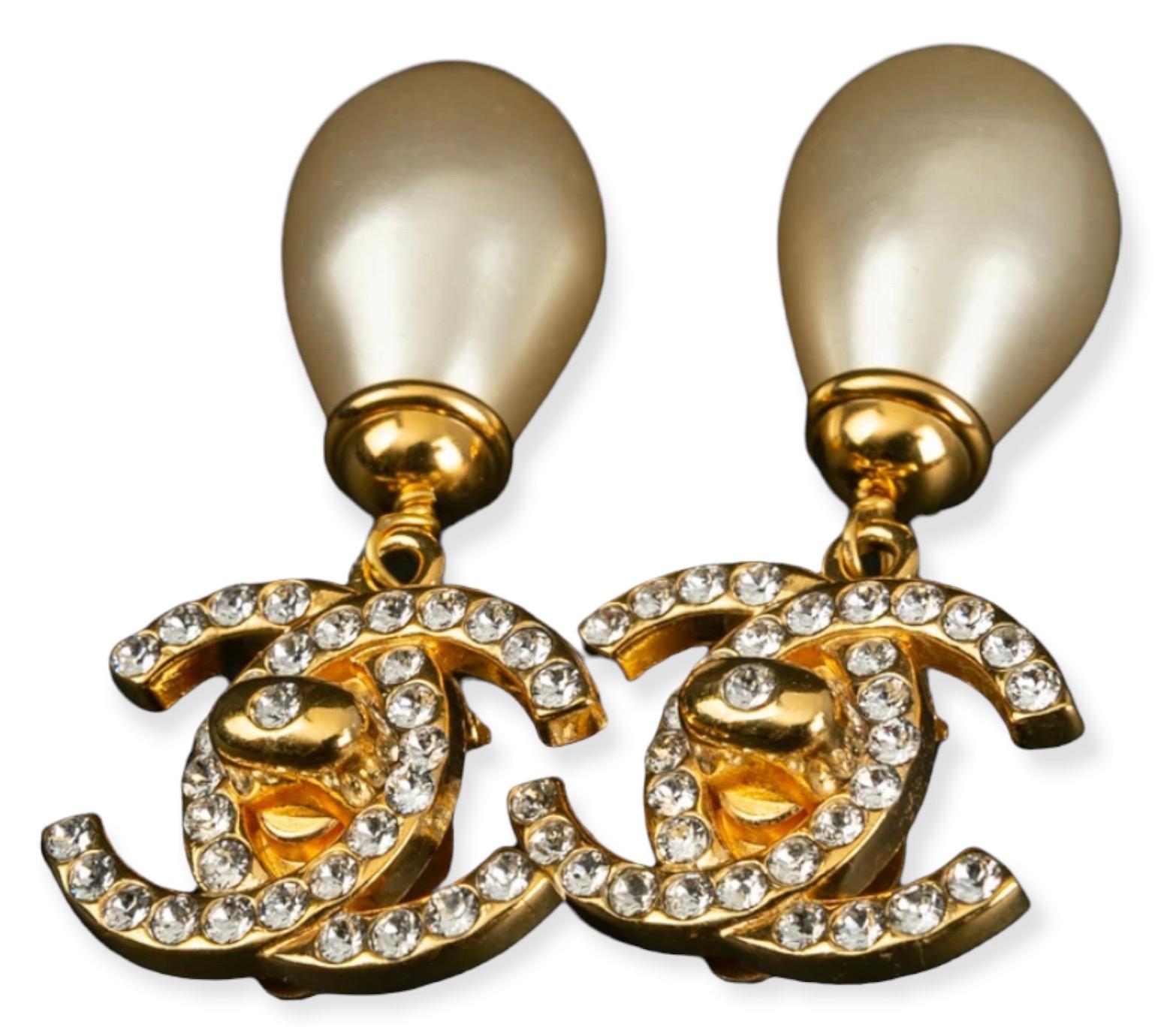 chanel pearl earrings drop