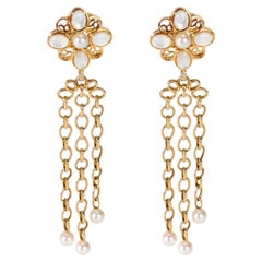 Vintage Chanel Perlen-Tropfen-Ohrringe aus 18K Gelbgold